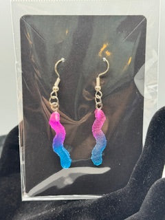 Handmade Purple & Blue Gummy Worm Earrings