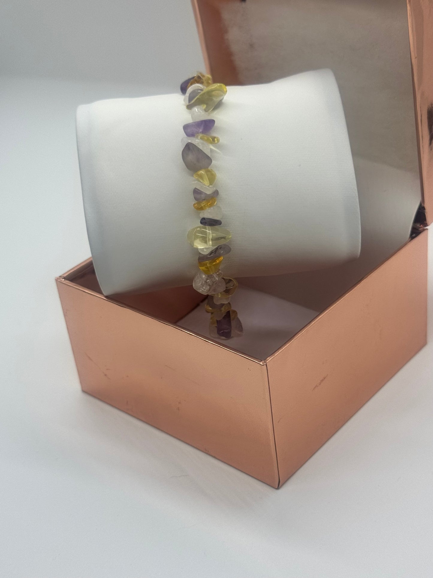 Crystal Bracelet #14 – Amethyst, Citrine & Quartz Blend