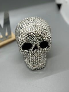 Handmade Rhinestoned Silver Skull – Unique # 1902
