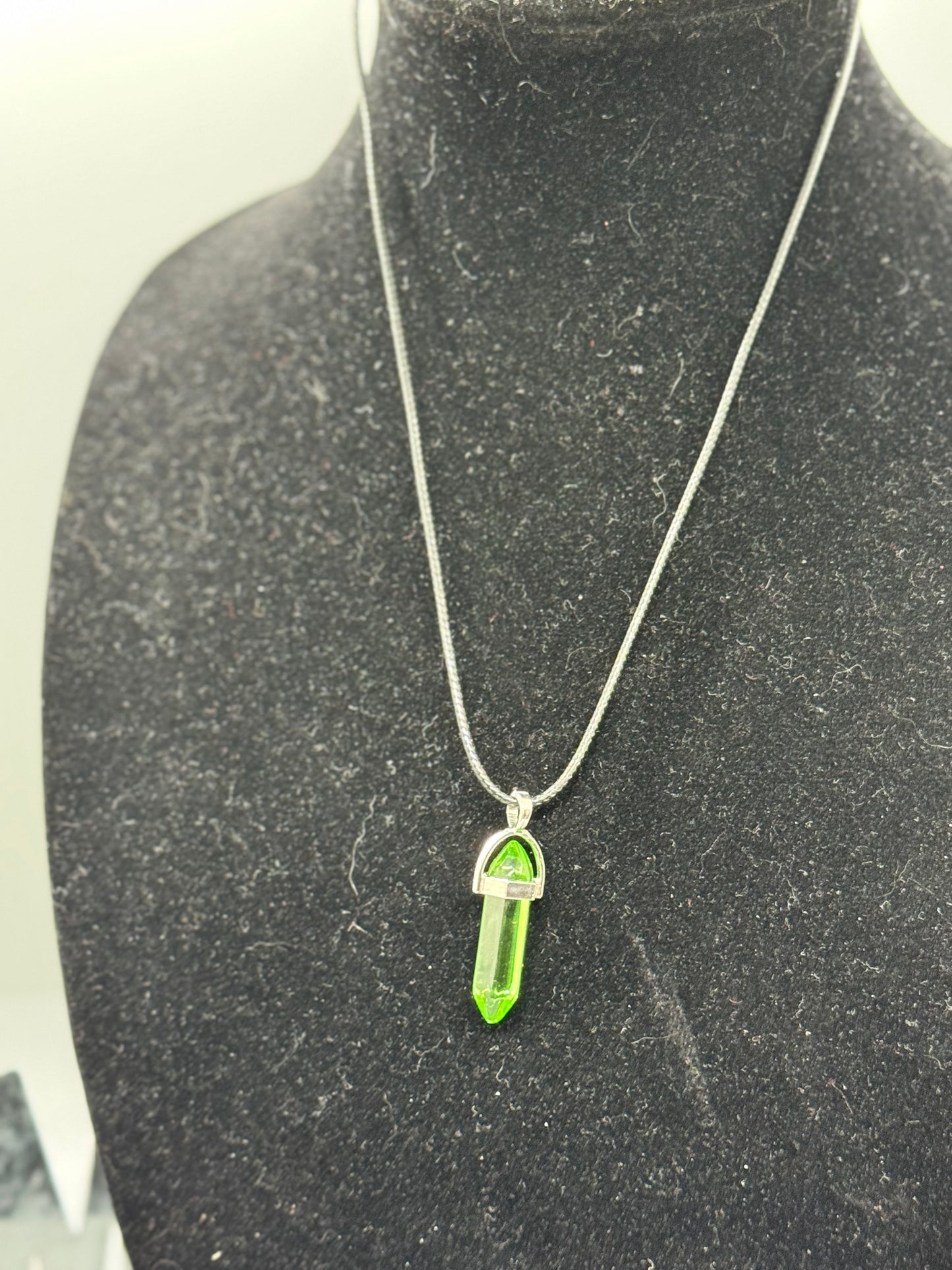 Light Green Sea Glass Pendant Necklace – 8" Cord
