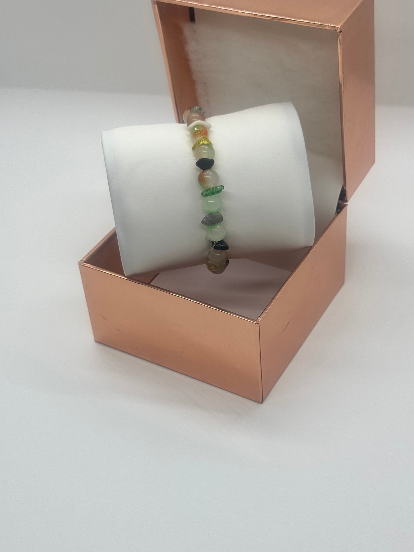 Multi-Color Glass & Healing Crystal Bracelet #751