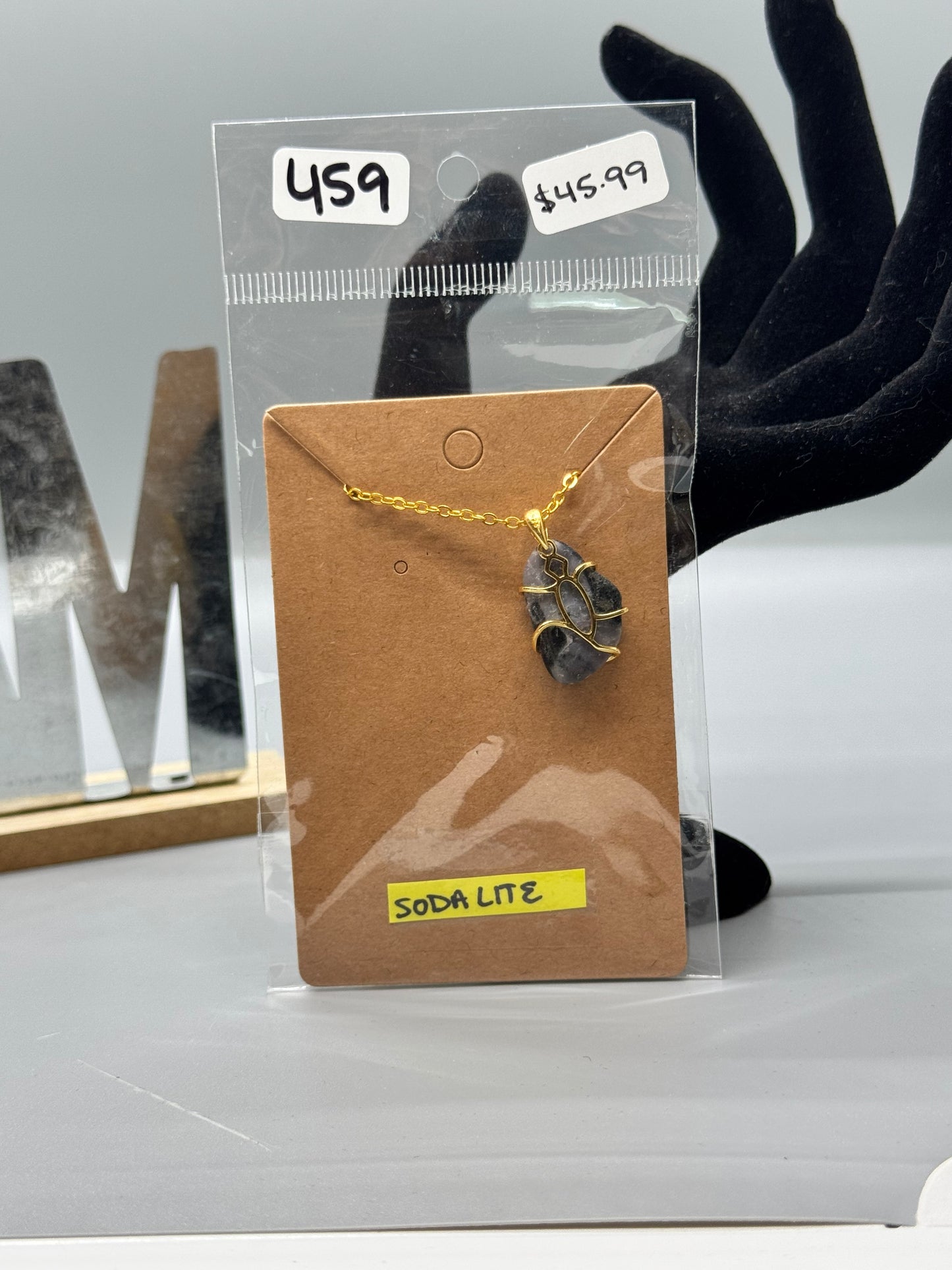 Sodalite Pendant on 30" Gold Chain #459