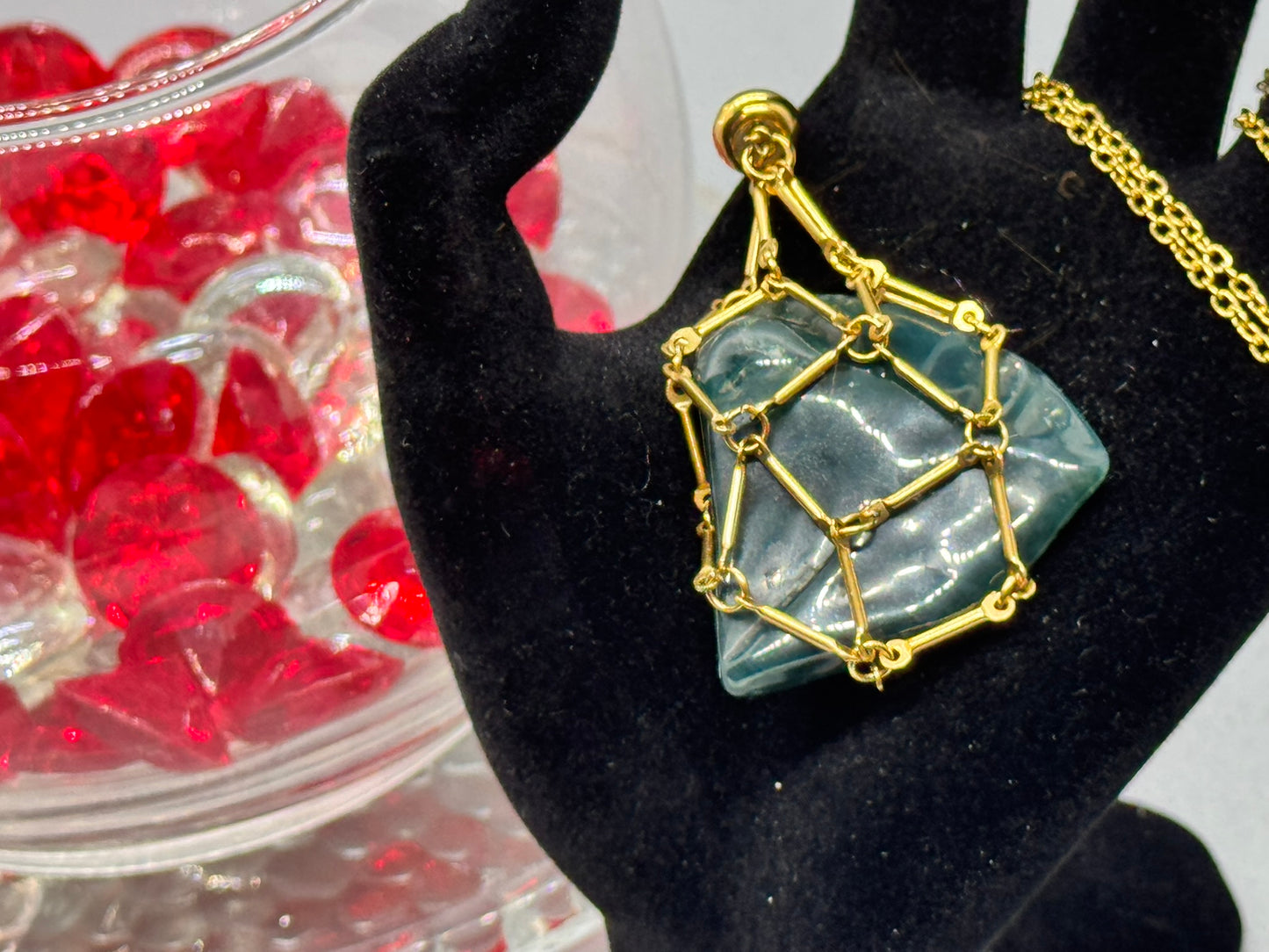 Authentic Moss Agate Necklace – 18" Gold Chain #401
