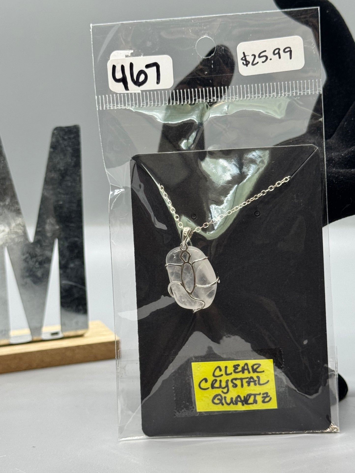 Clear Quartz Pendant on 18" Silver Chain #467