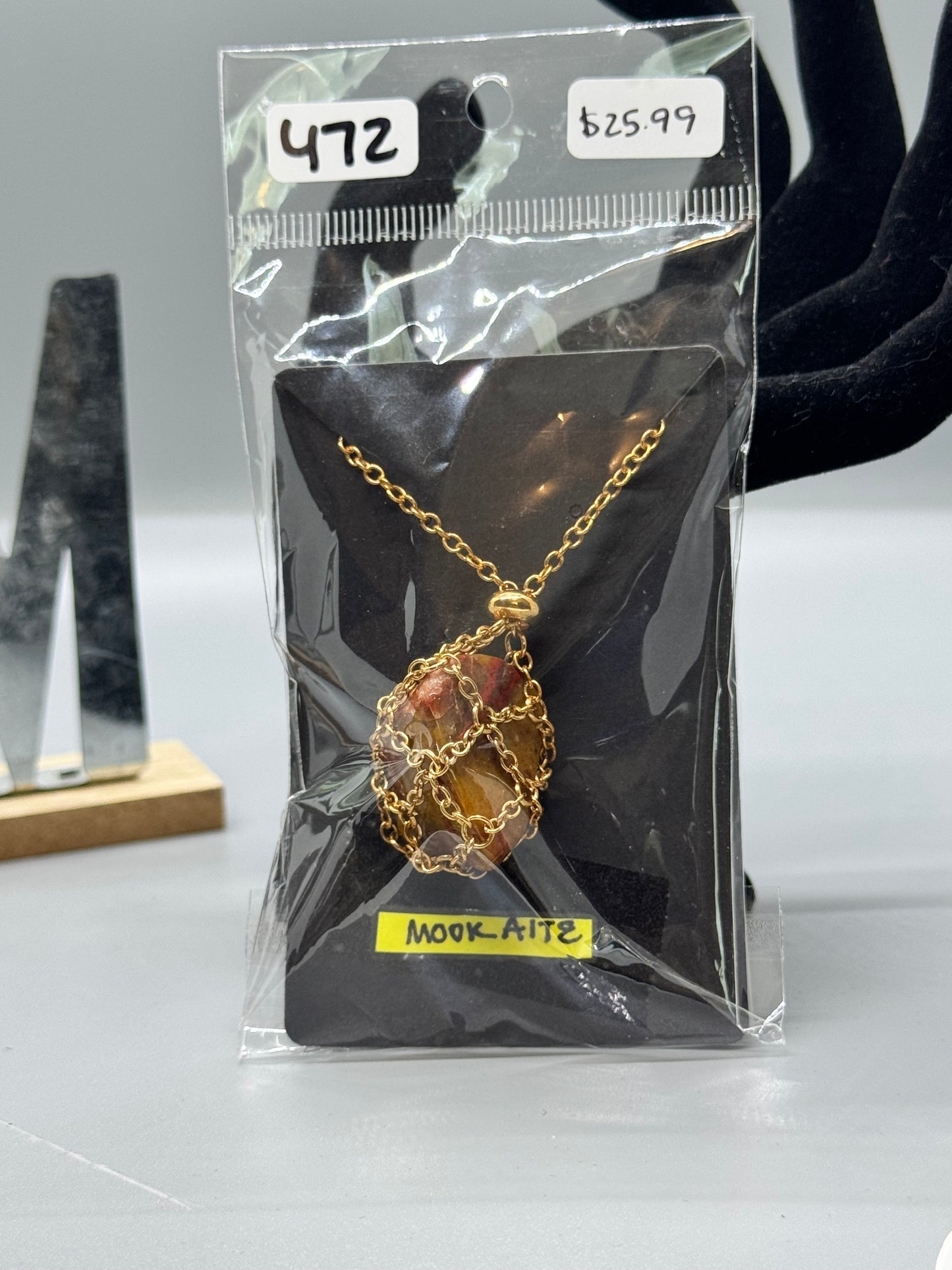 Mookaite Necklace on Gold 32" Chain #472