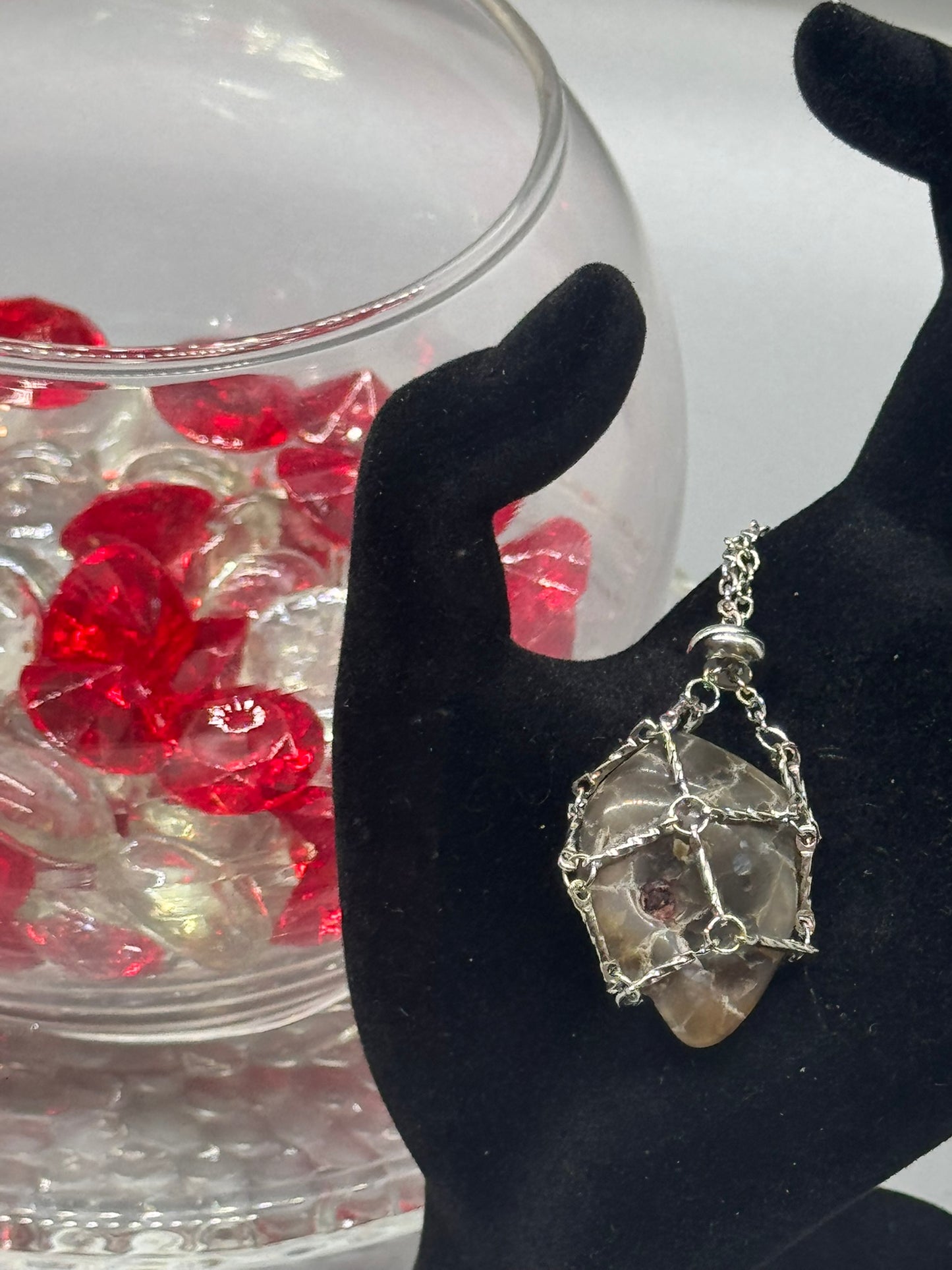 Authentic Sagenite Agate Necklace – 32" Silver Chain 3 419
