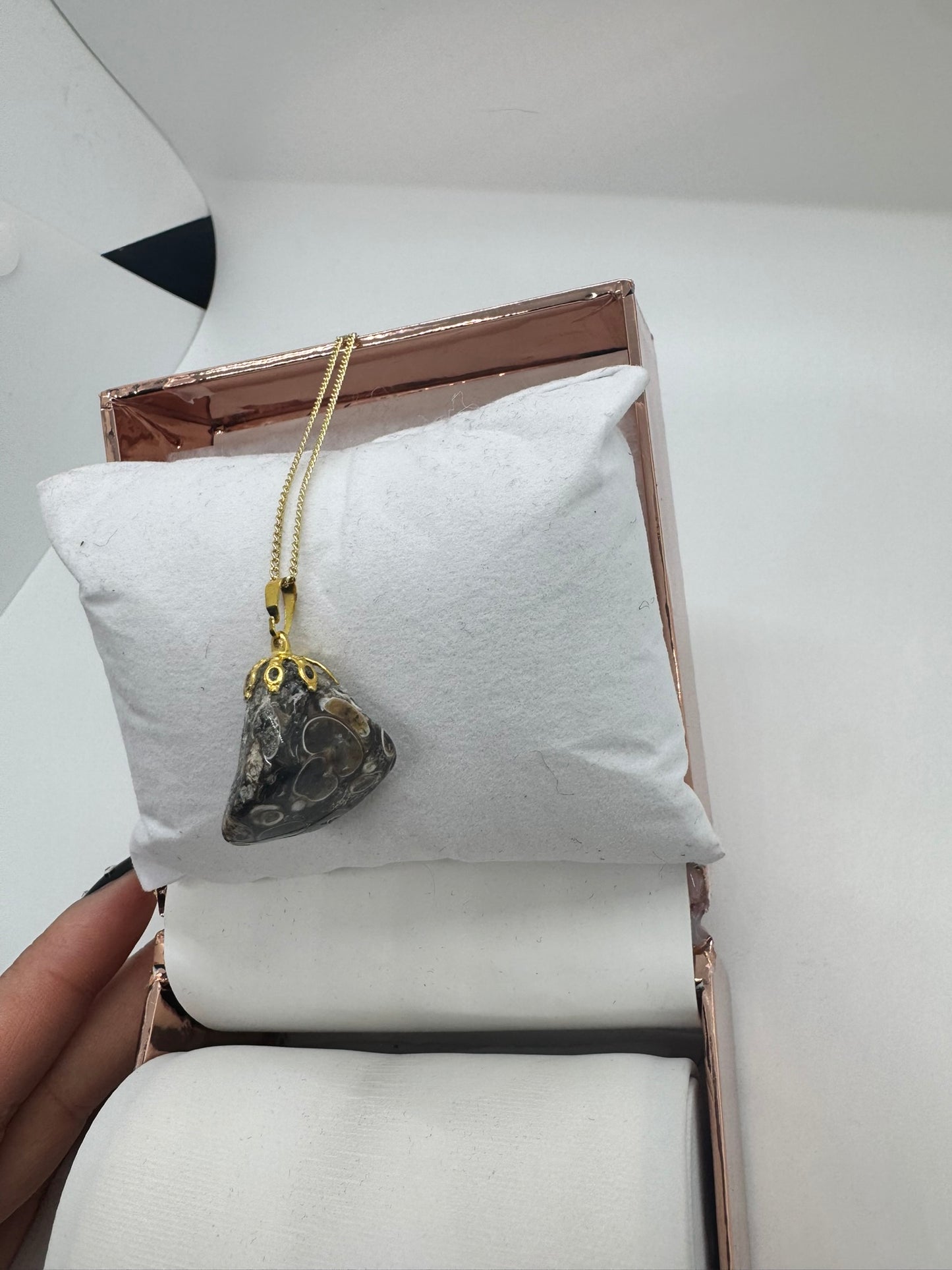 Authentic Turritella Agate Necklace – Handcrafted Jewelry # 425
