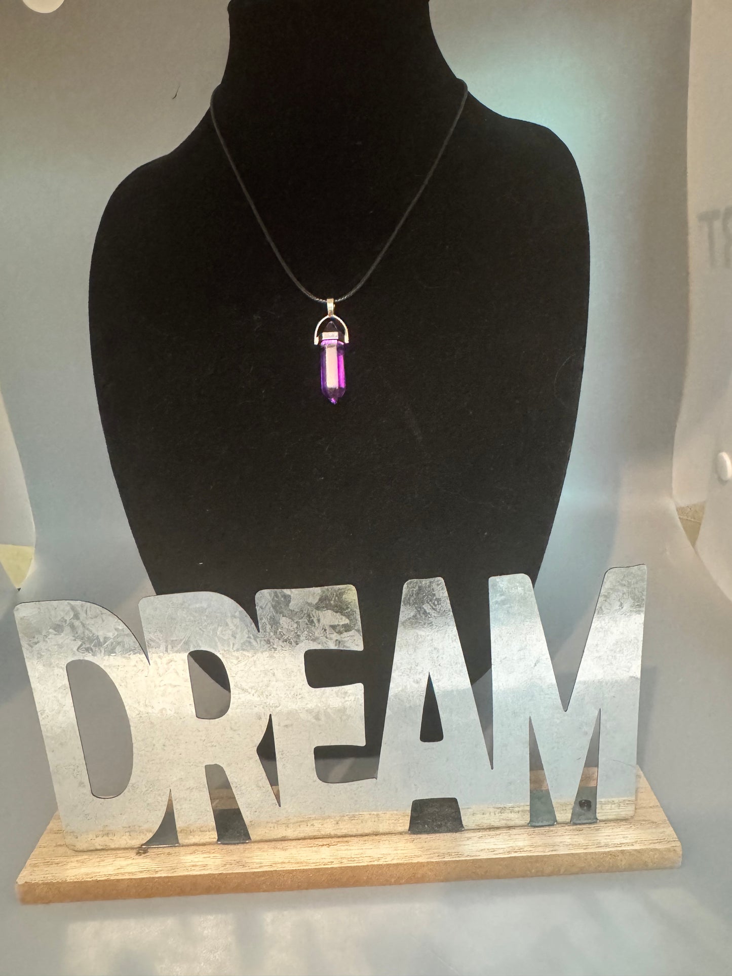 Amethyst Pendant Necklace – 8" Cord