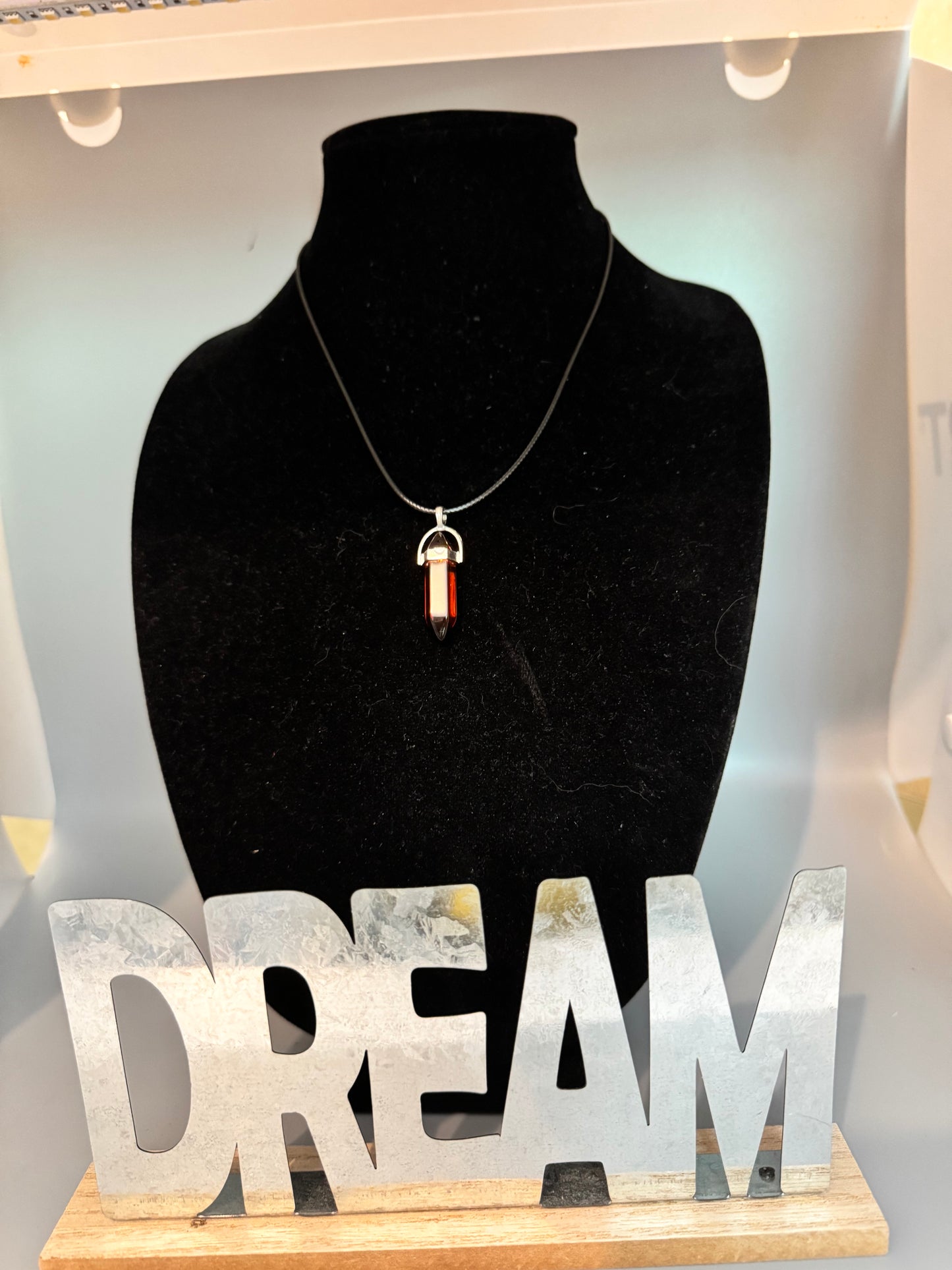 Light Brown Sea Glass Pendant Necklace – 8" Cord