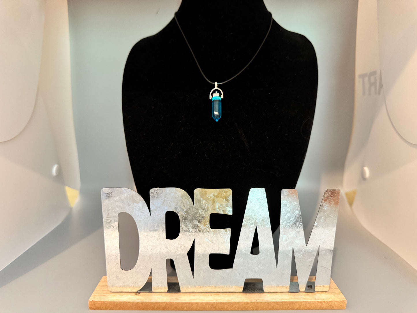 Light Blue Sea Glass Pendant Necklace – 8" Cord