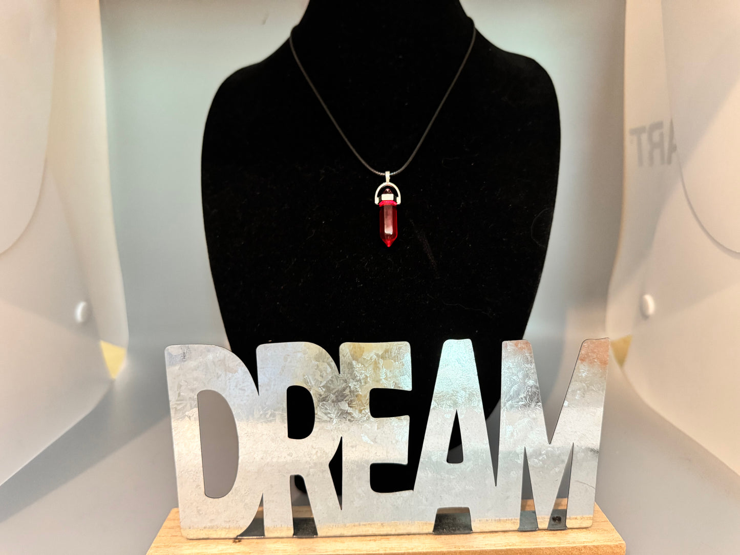 Red Sea Glass Pendant Necklace – 8" Cord