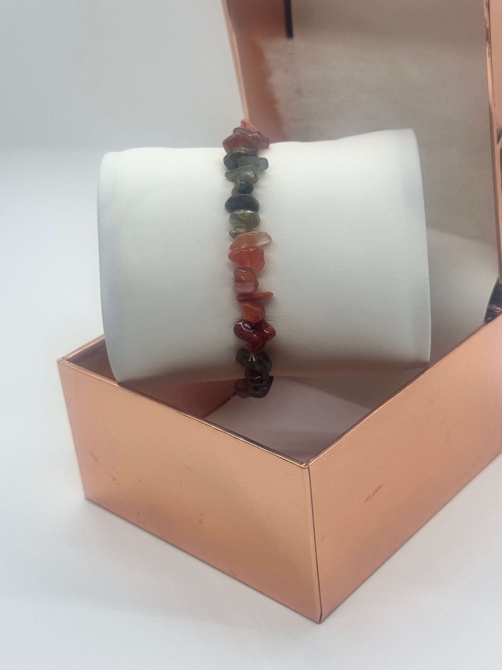 Crystal Bracelet #1 – Carnelian & Green Healing Stones