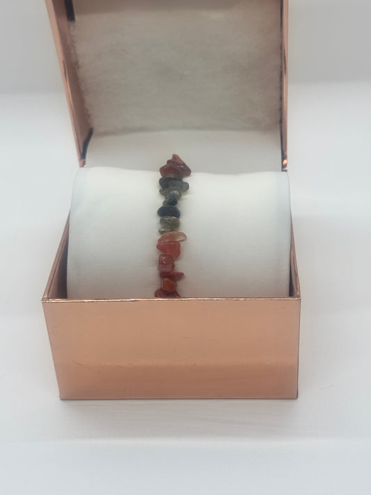Crystal Bracelet #1 – Carnelian & Green Healing Stones