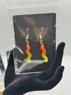 Handmade Orange & Yellow Gummy Worm Earrings