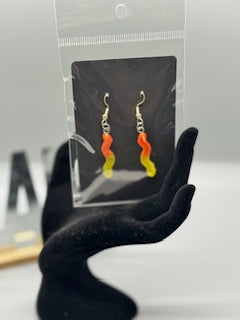 Handmade Orange & Yellow Gummy Worm Earrings
