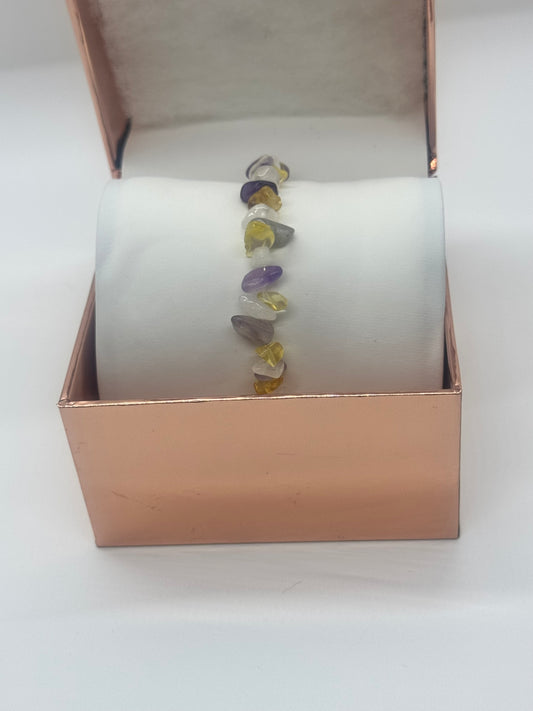 Crystal Bracelet #14 – Amethyst, Citrine & Quartz Blend