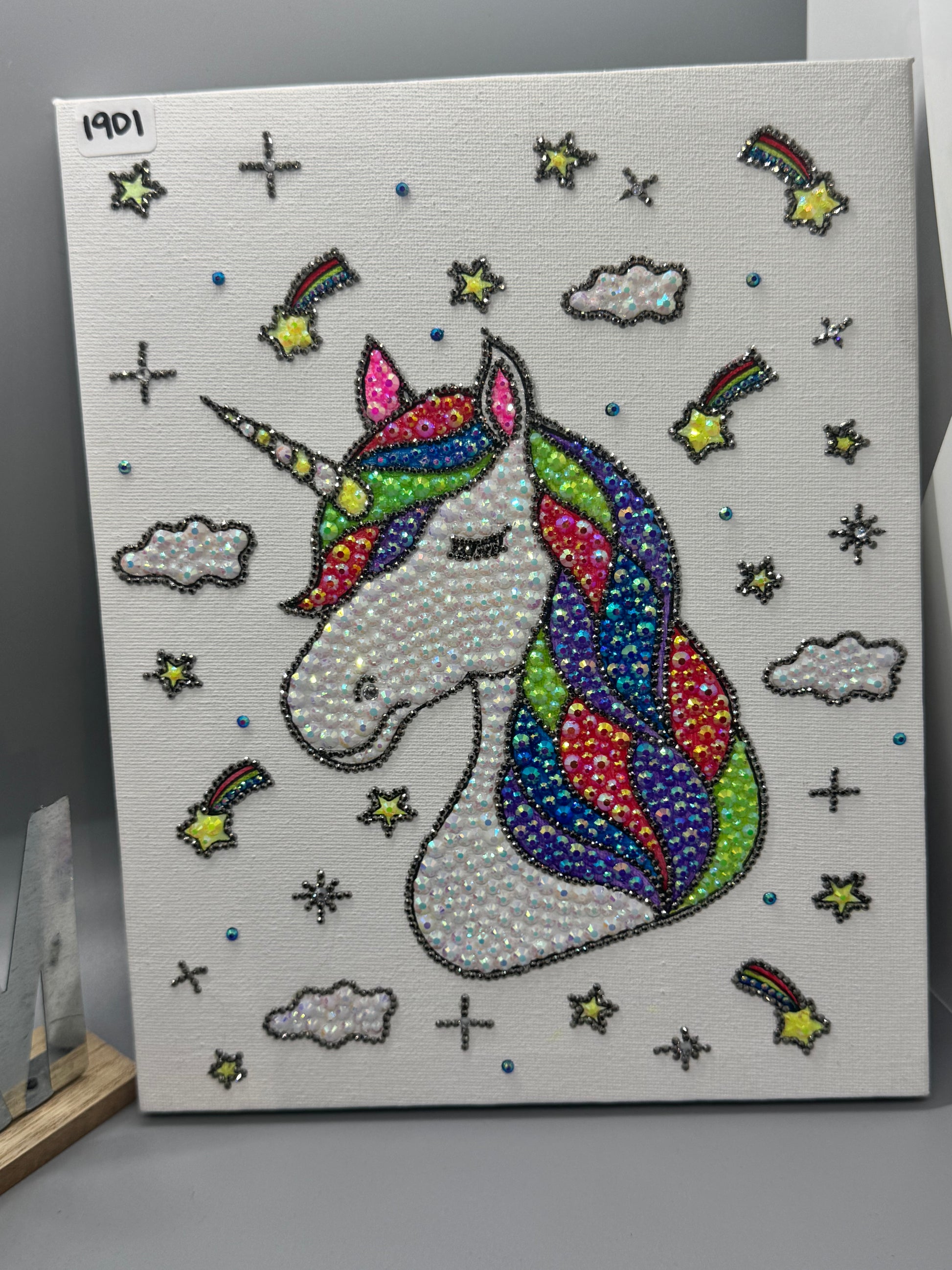 First Edition Rhinestoned Unicorn Canvas Wall Art #1901