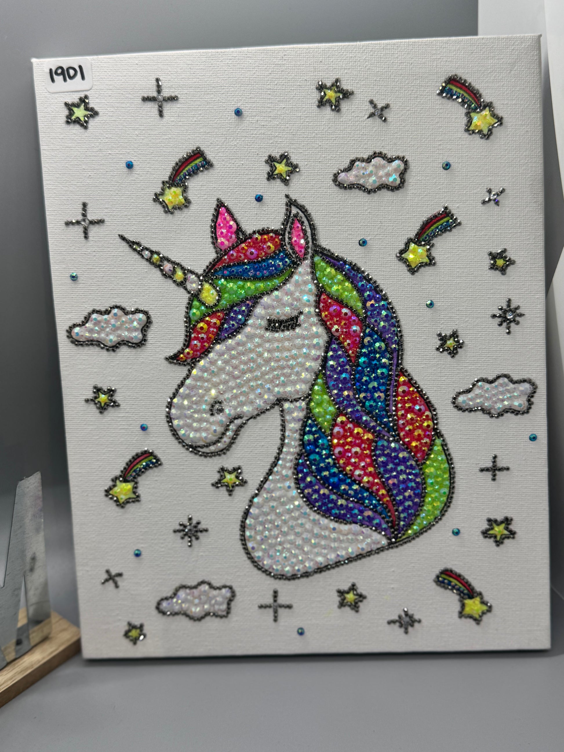 First Edition Rhinestoned Unicorn Canvas Wall Art #1901