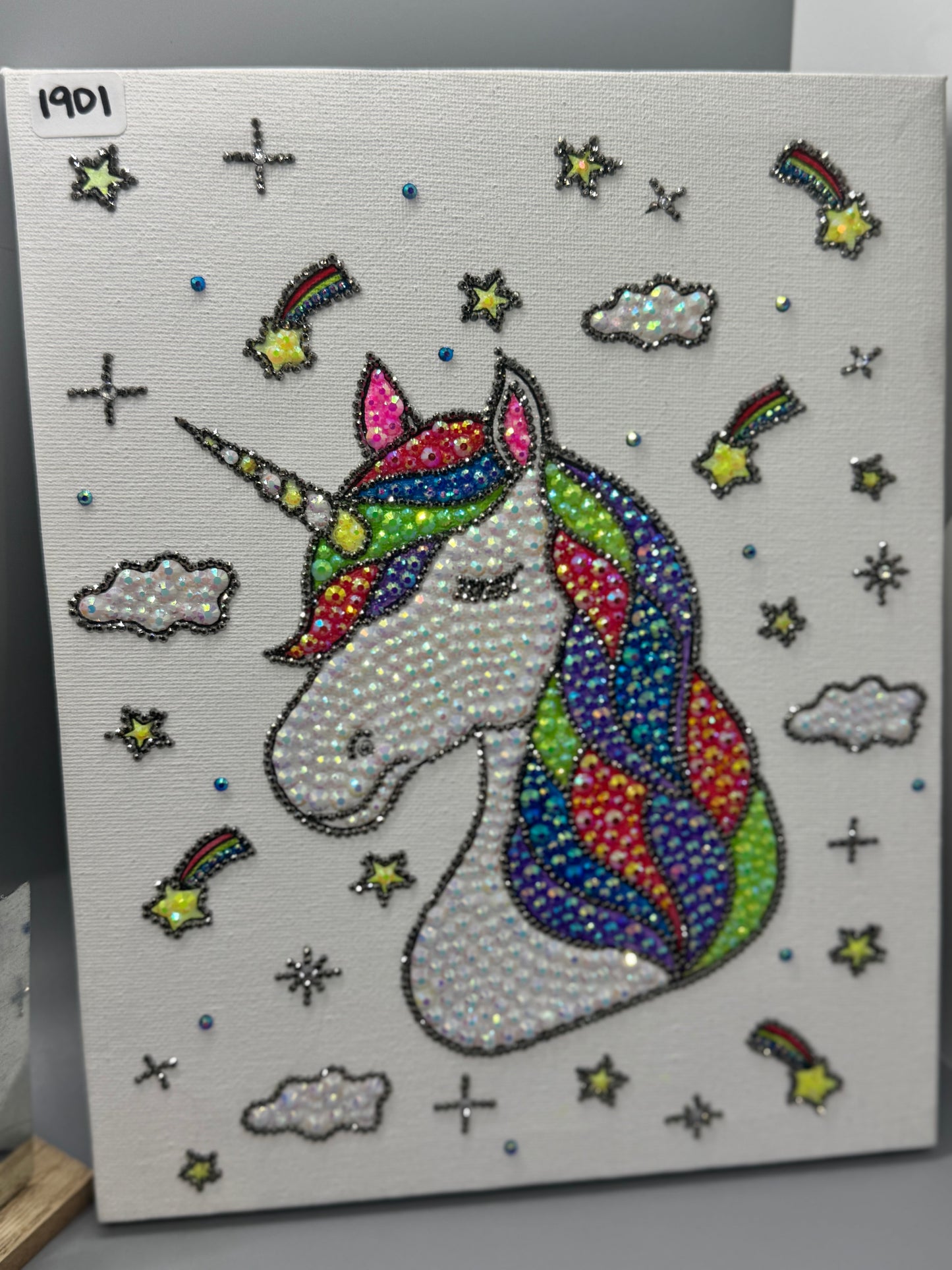 First Edition Rhinestoned Unicorn Canvas Wall Art #1901