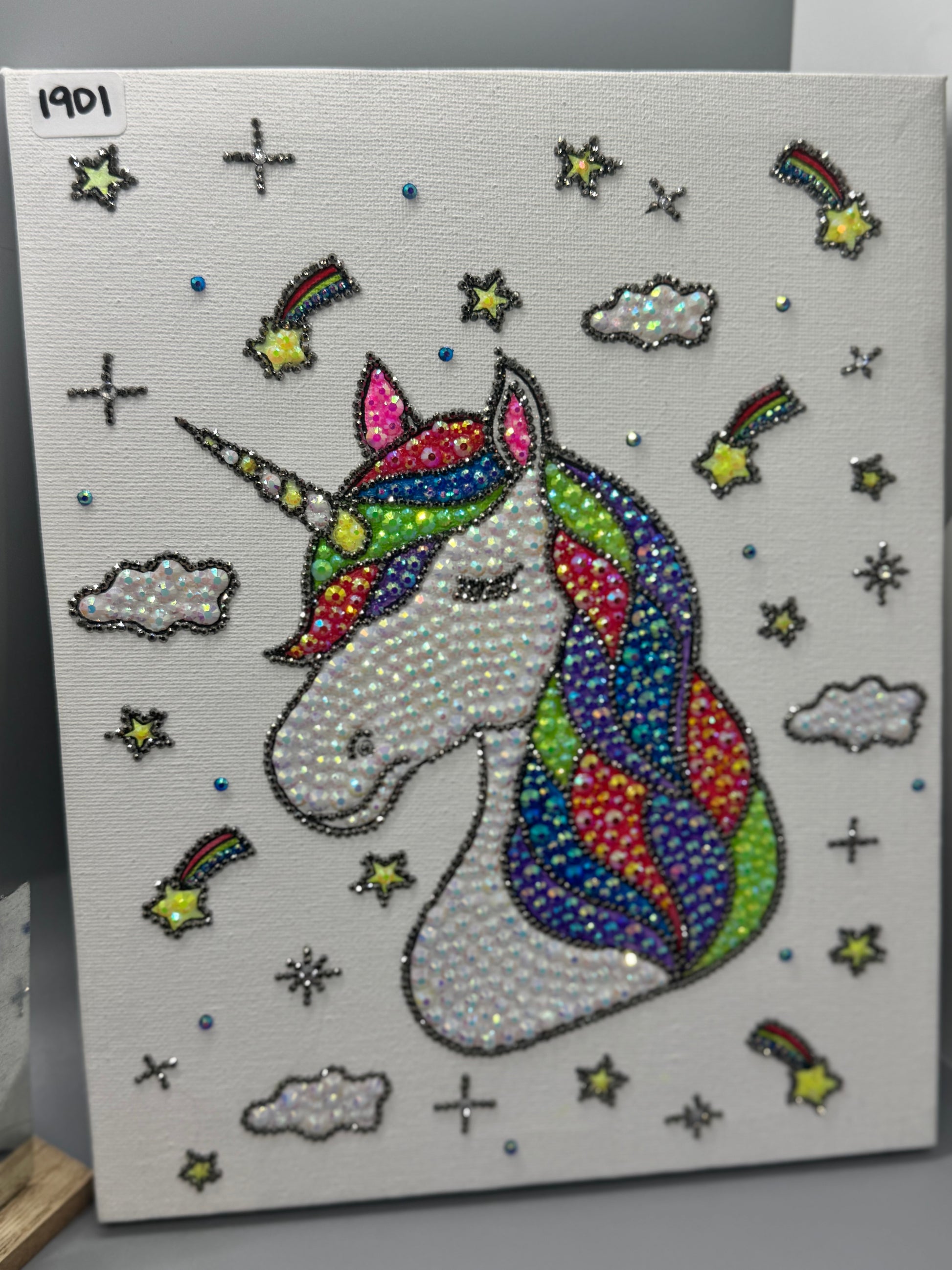 First Edition Rhinestoned Unicorn Canvas Wall Art #1901