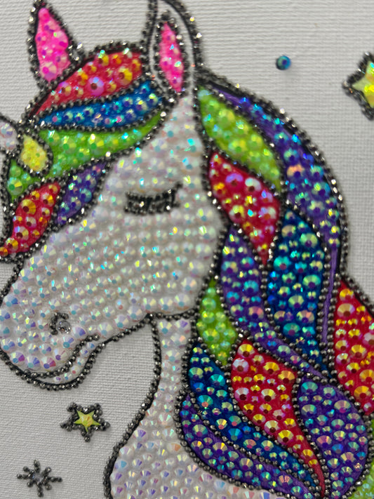 First Edition Rhinestoned Unicorn Canvas Wall Art #1901