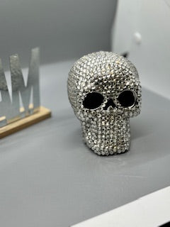 Handmade Rhinestoned Silver Skull – Unique # 1902