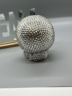 Handmade Rhinestoned Silver Skull – Unique # 1902