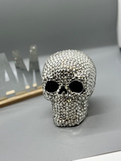 Handmade Rhinestoned Silver Skull – Unique # 1902