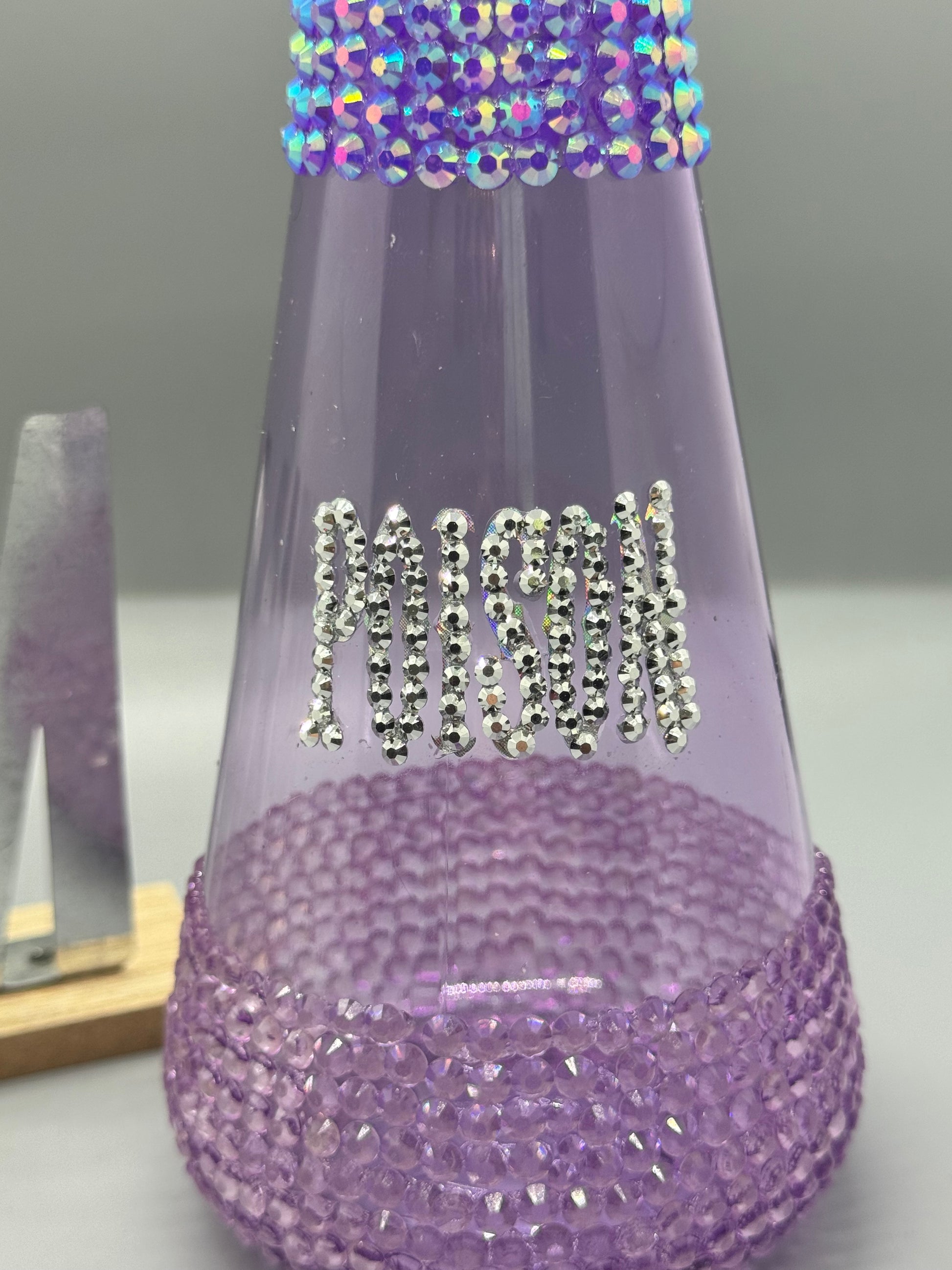 Handmade Rhinestoned Poison Bottle – Glow Halloween Decor # 1903