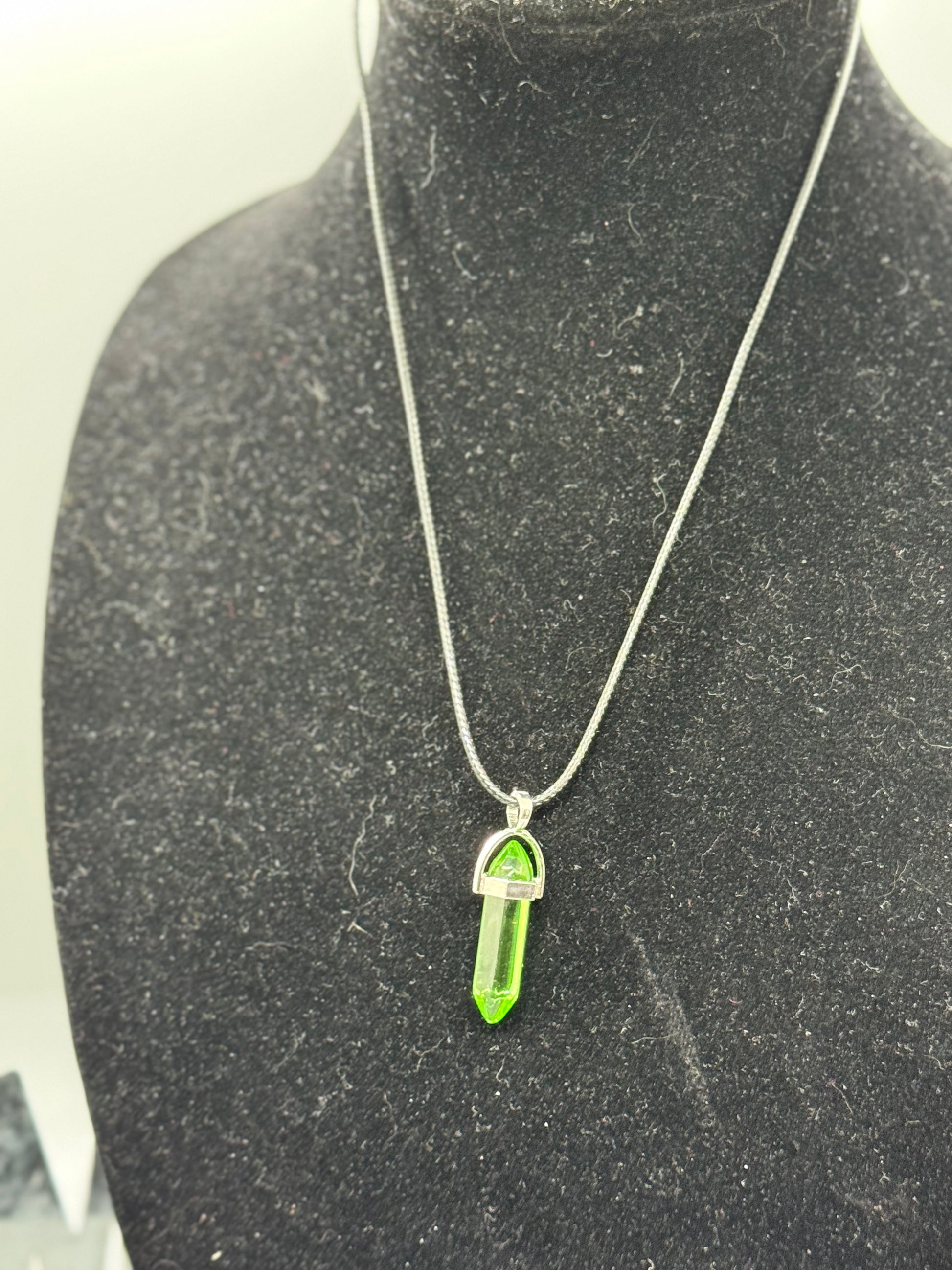 Light Green Sea Glass Pendant Necklace – 8" Cord