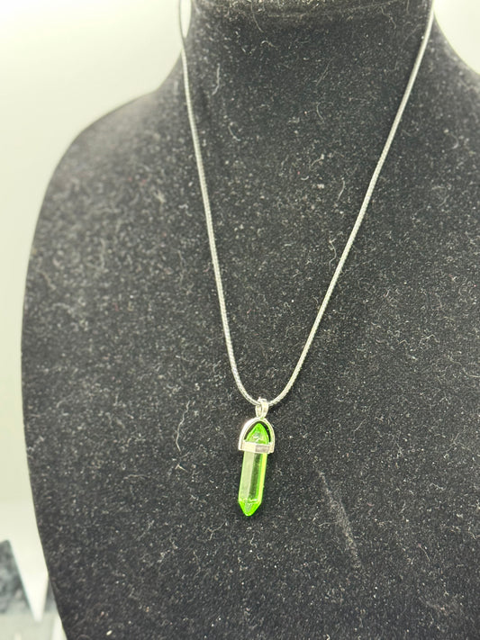 Light Green Sea Glass Pendant Necklace – 8" Cord