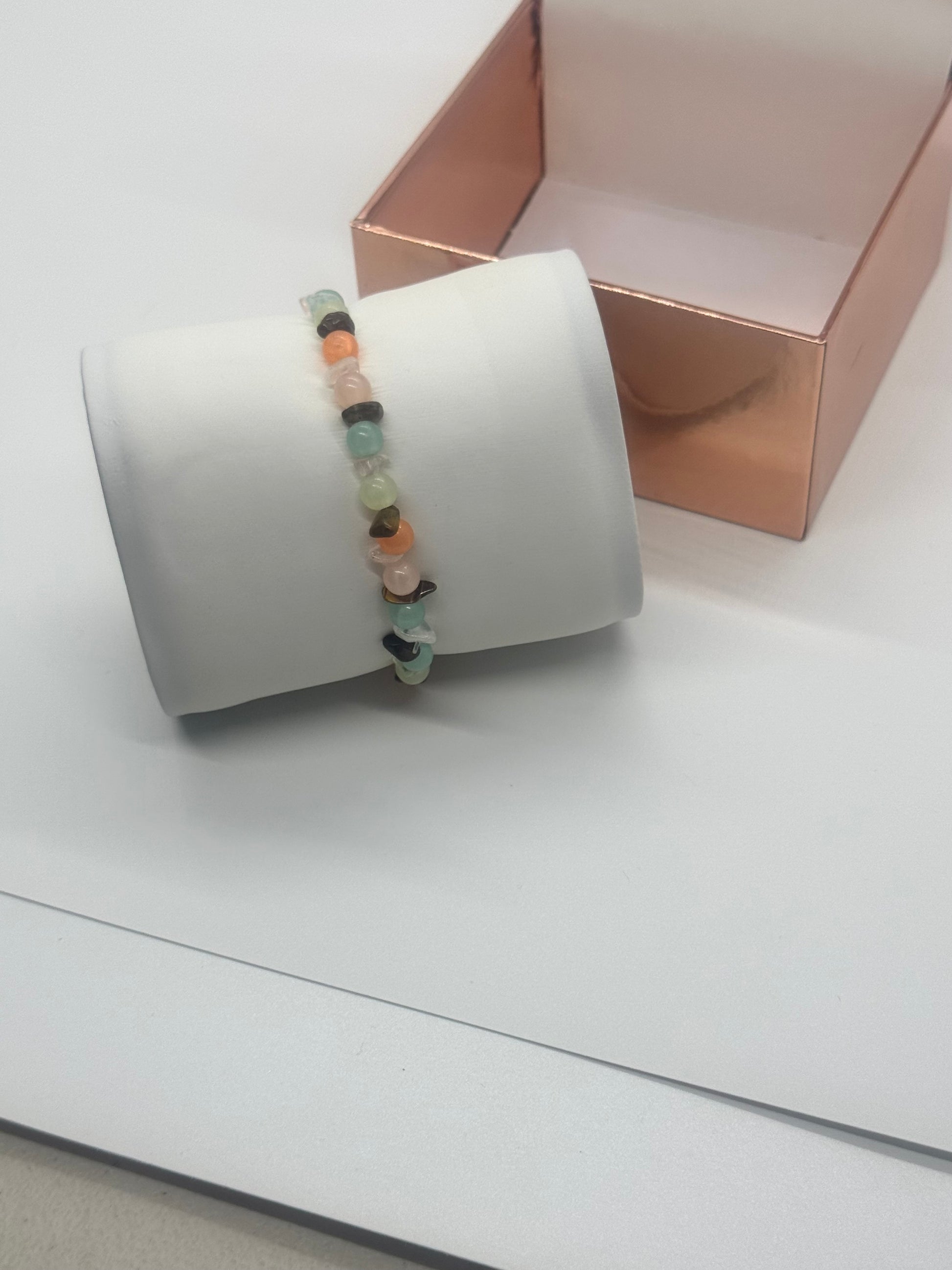 Glass & Healing Crystal Bracelet #702 – Vibrant Colors & Holistic Benefits
