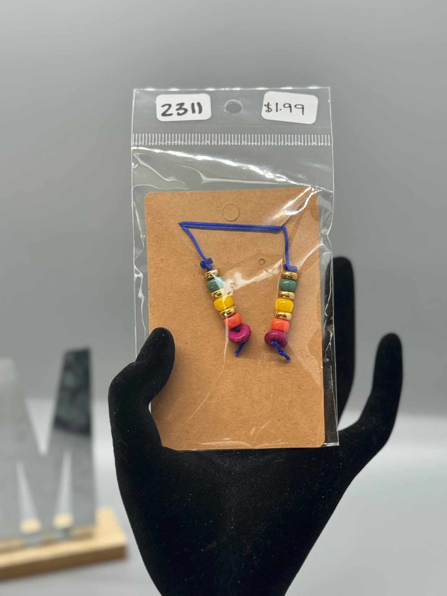 Small Handmade Beaded Bookmark – Cute Book Accessory # 2311