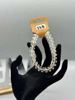 Clear Pinkish Acrylic Bead Bracelet 7" #238