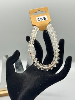 Clear Pinkish Acrylic Bead Bracelet 7" #238