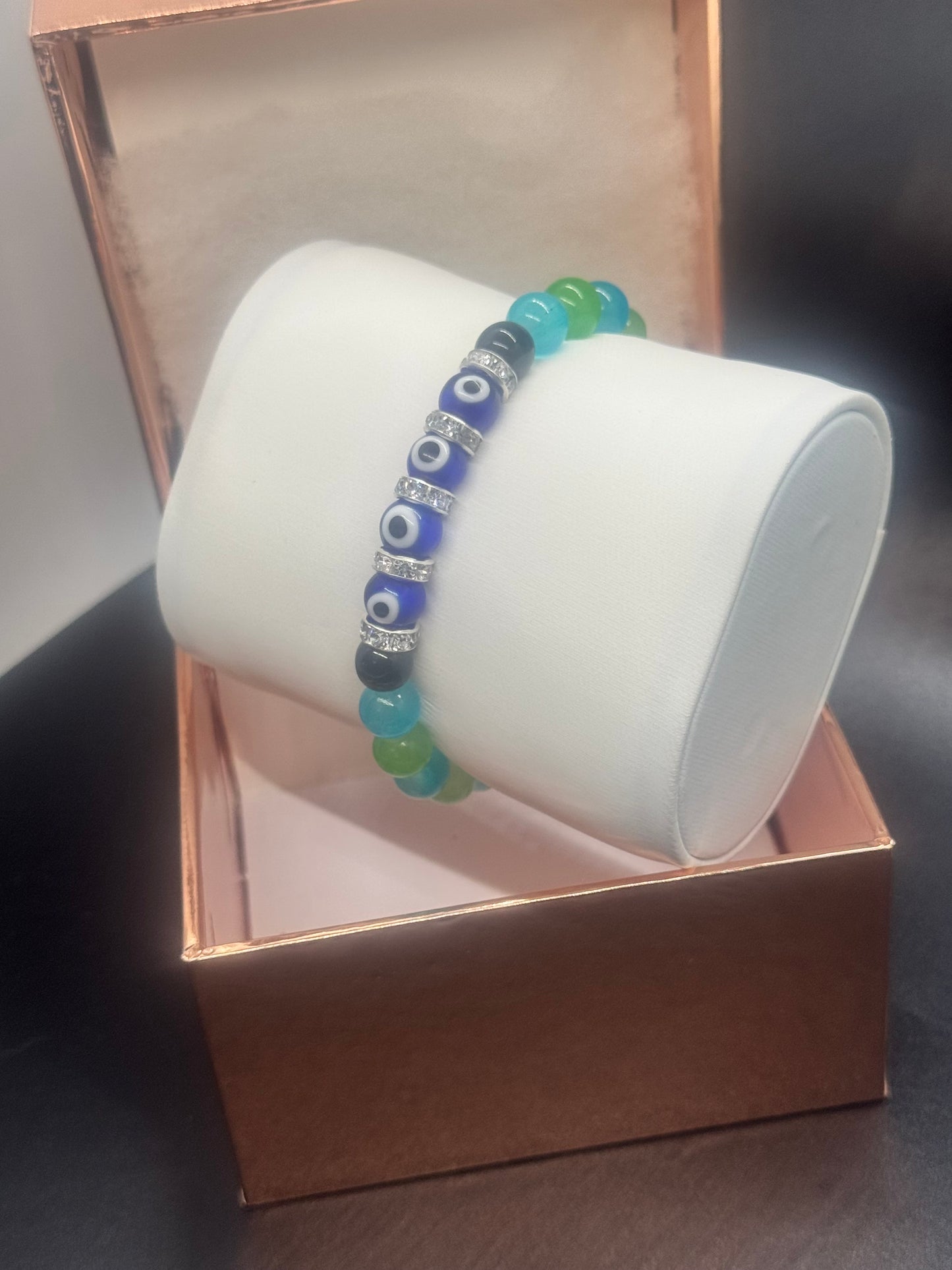 Evil Eye Bracelet #712 – Glass & Acrylic Beads