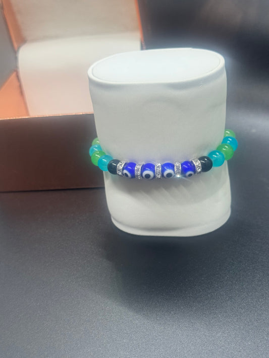 Evil Eye Bracelet #712 – Glass & Acrylic Beads