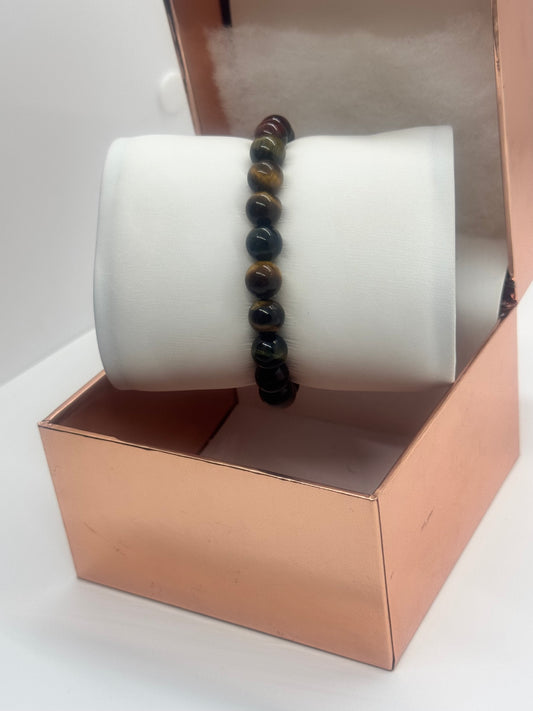 Authentic Rainbow Tiger's Eye Gemstone Bracelet #28