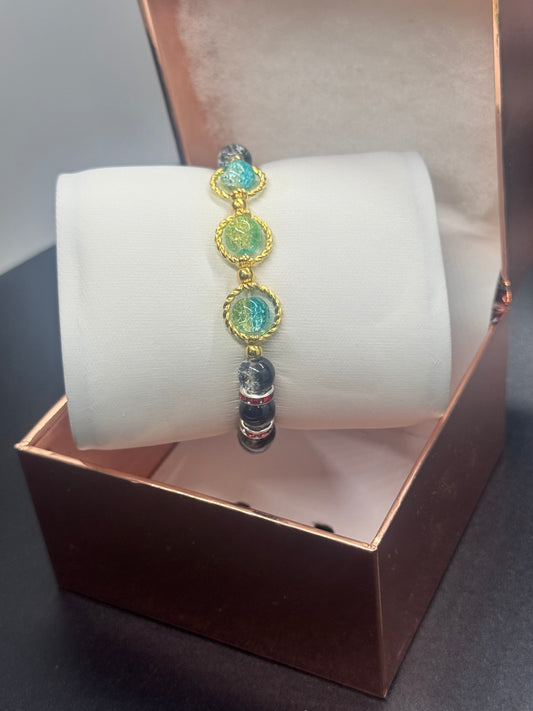 Fancy Bead Bracelet #103 – Black, Clear & Color Accents