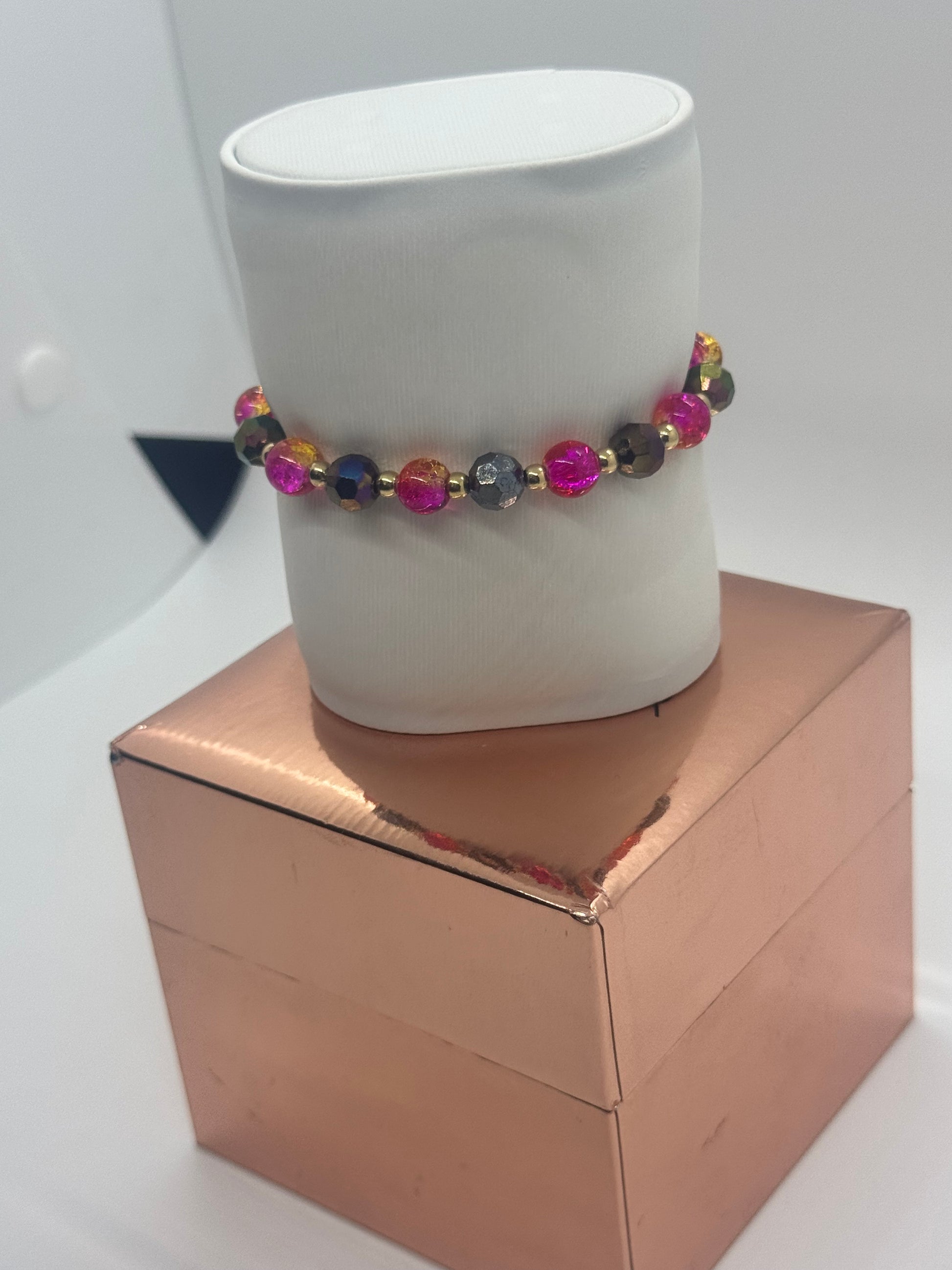 Acrylic & Glass Bead Bracelet #418