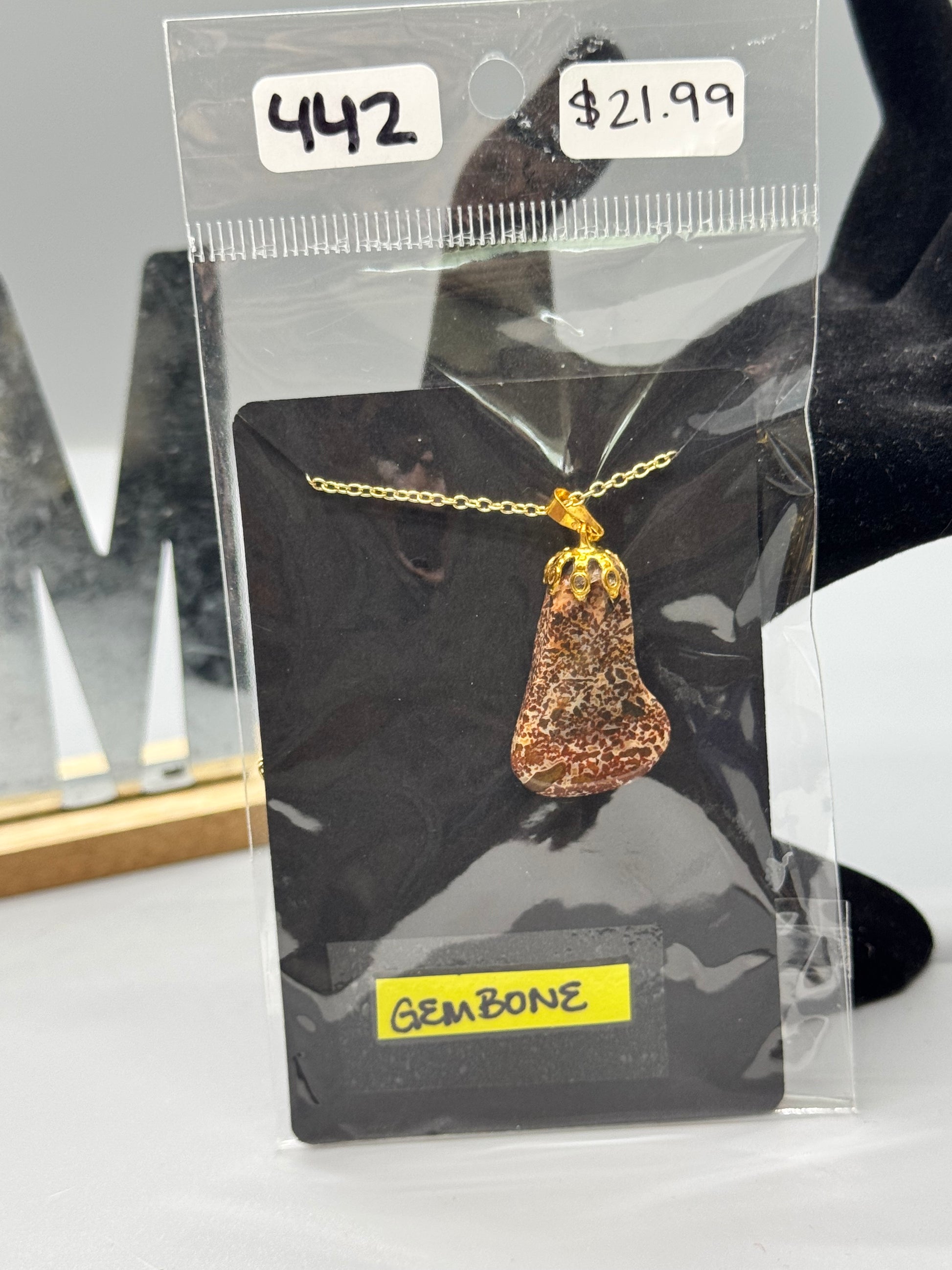 Authentic Gembone Pendant Necklace – Fossil Jewelry #442