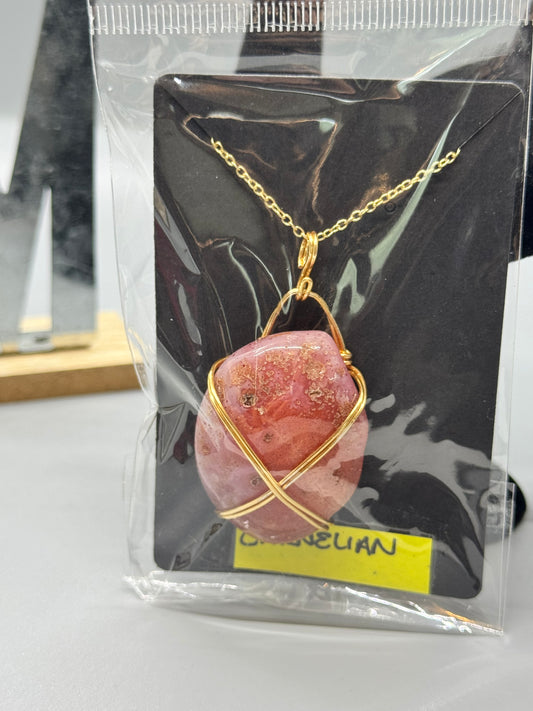 Carnelian Pendant on 18" Gold Chain #449