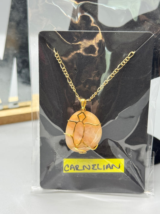 Carnelian Pendant on 32" Gold Chain #450