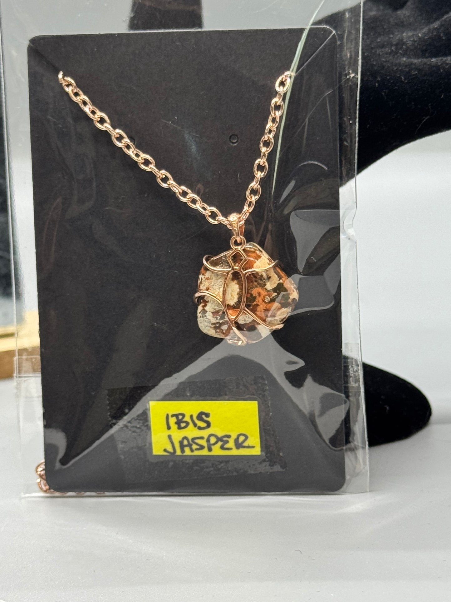 Ibis Jasper Pendant on 26" Rose Gold Chain #457