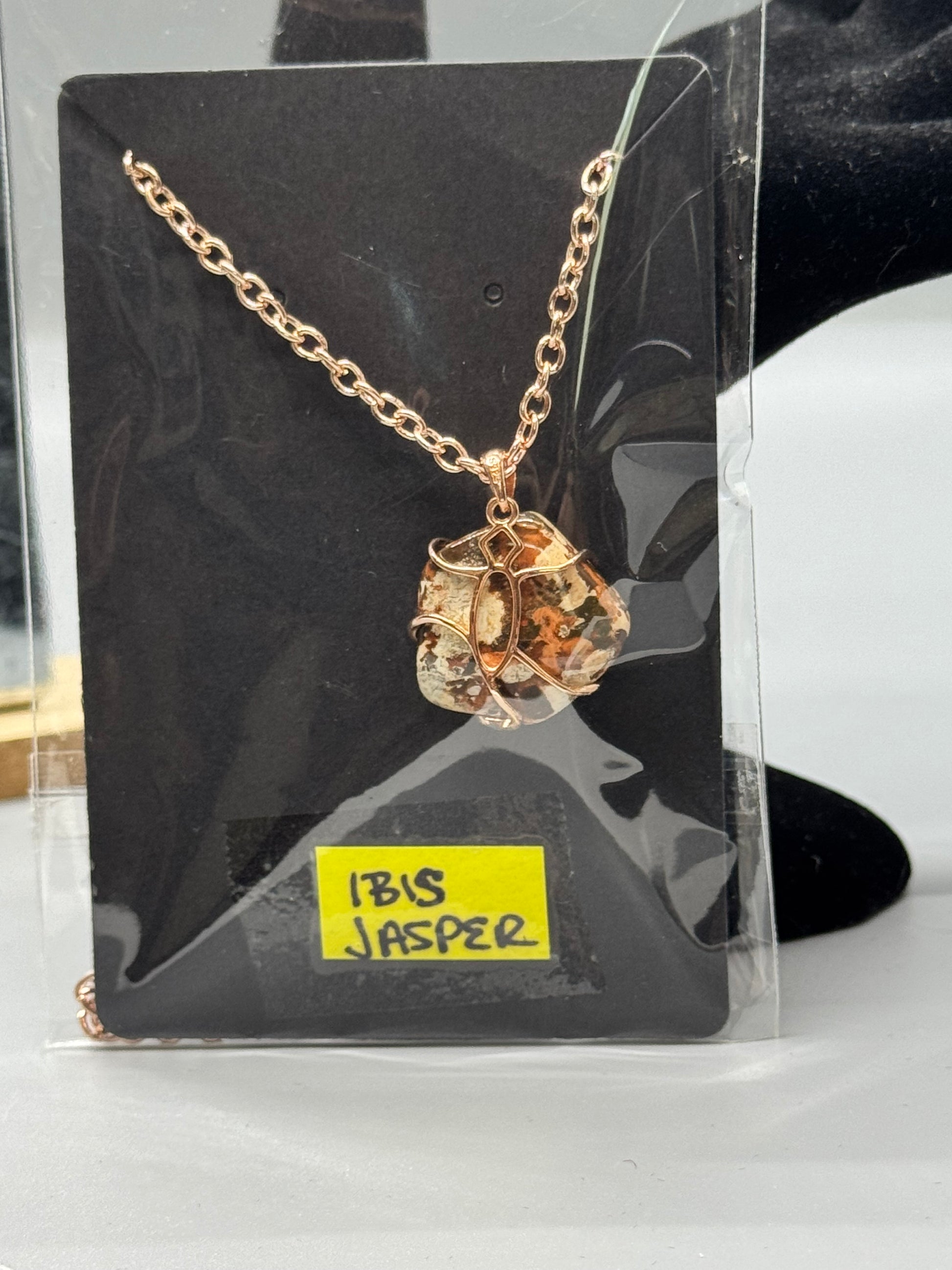 Ibis Jasper Pendant on 26" Rose Gold Chain #457