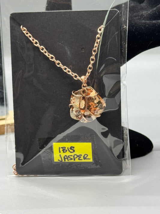 Ibis Jasper Pendant on 26" Rose Gold Chain #457