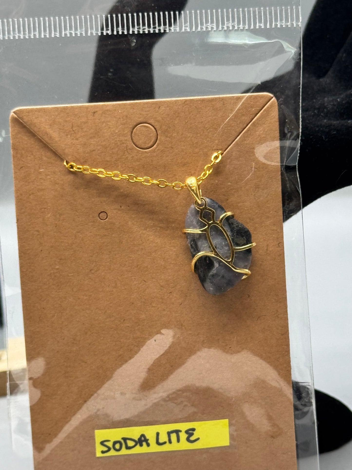 Sodalite Pendant on 30" Gold Chain #459