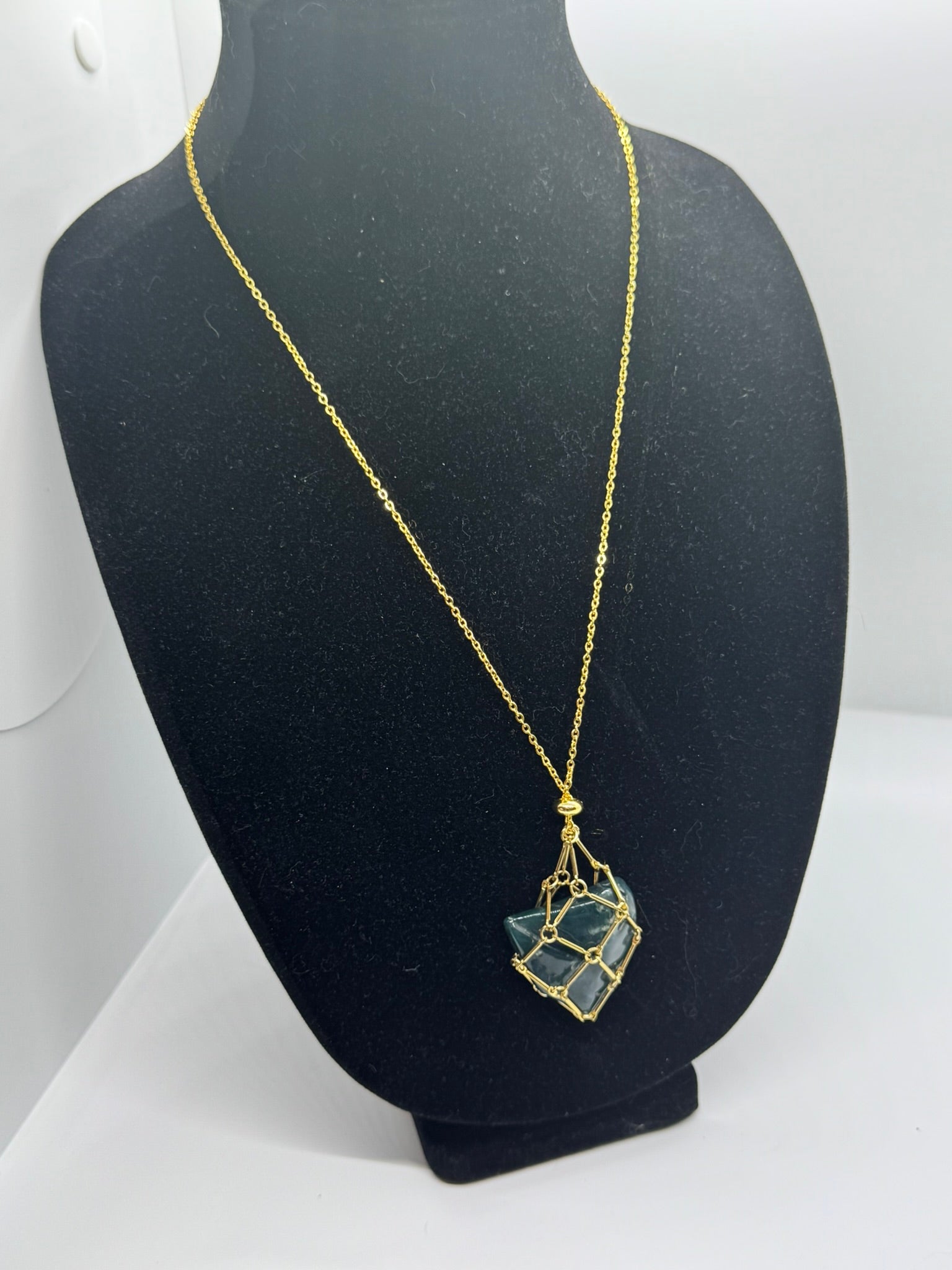 Authentic Moss Agate Necklace – 18" Gold Chain #401