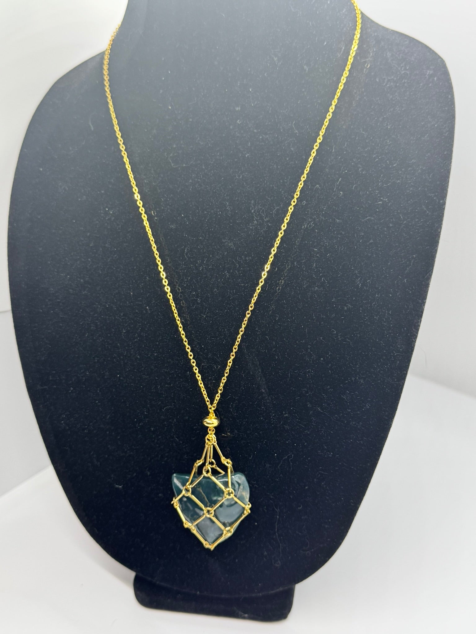 Authentic Moss Agate Necklace – 18" Gold Chain #401