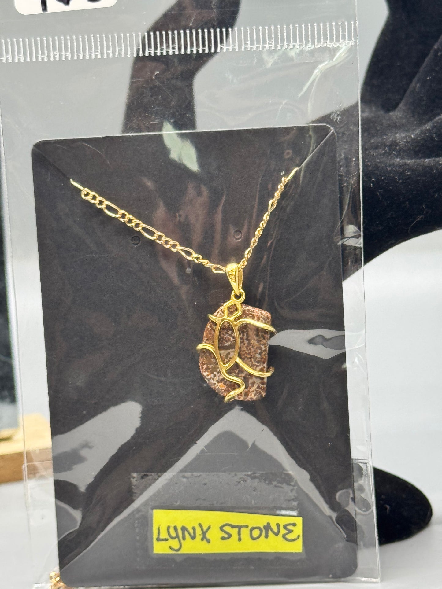 Handcrafted Lynx Stone Pendant on 32" Gold Chain # 463